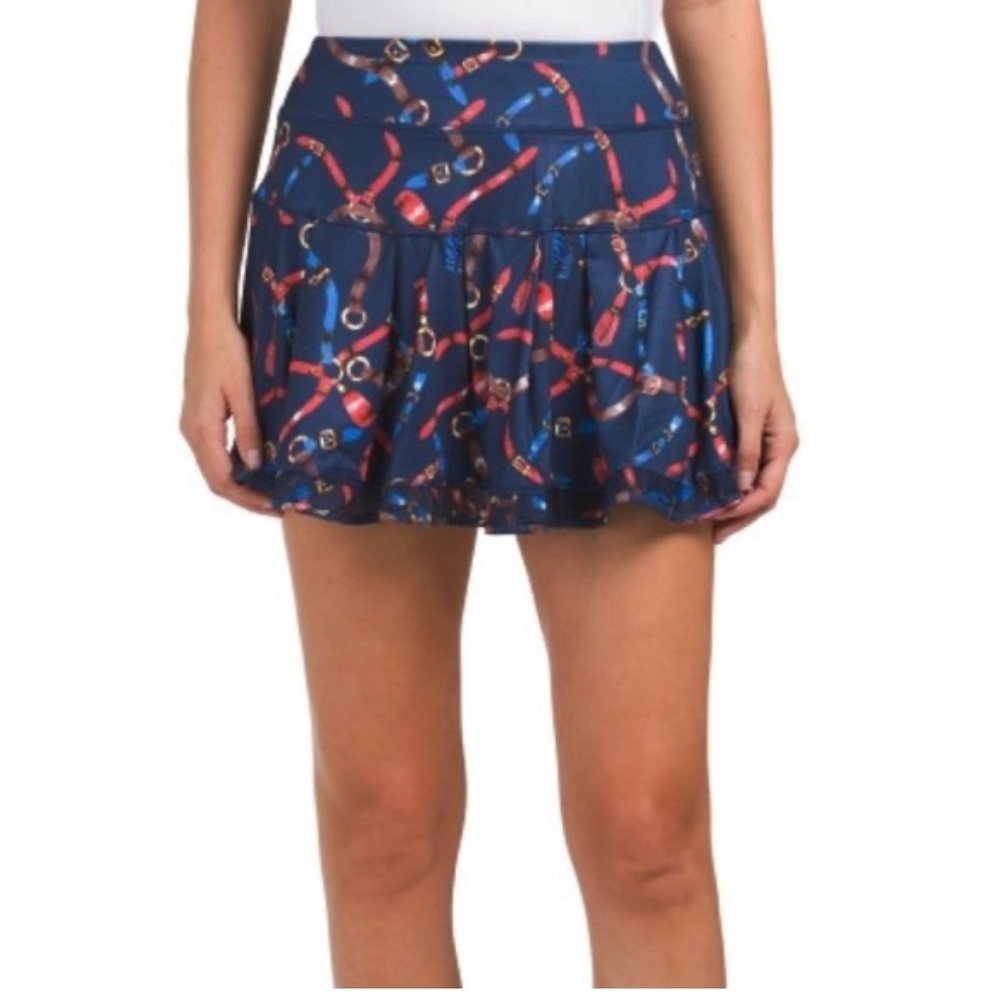 NWT Gottex Golf & Tennis Ladies Belt Printed Pleated Skort